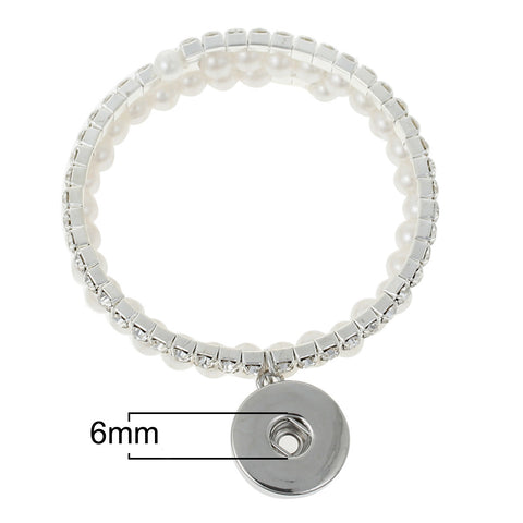 Snap Button Chunk Bracelet Silver Tone With Clear Rhinestone - Sexy Sparkles Fashion Jewelry - 3