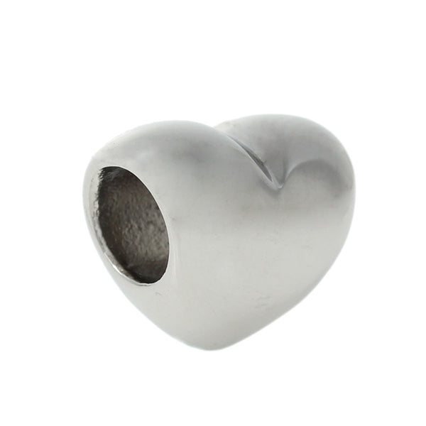 304 Stainless Steel Heart Love Valentines Day Charm Bead for Snake Chain Charm Bracelets