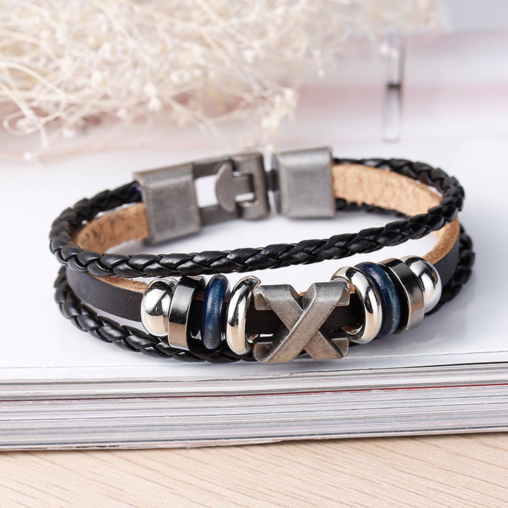 Leather on sale multilayer bracelet