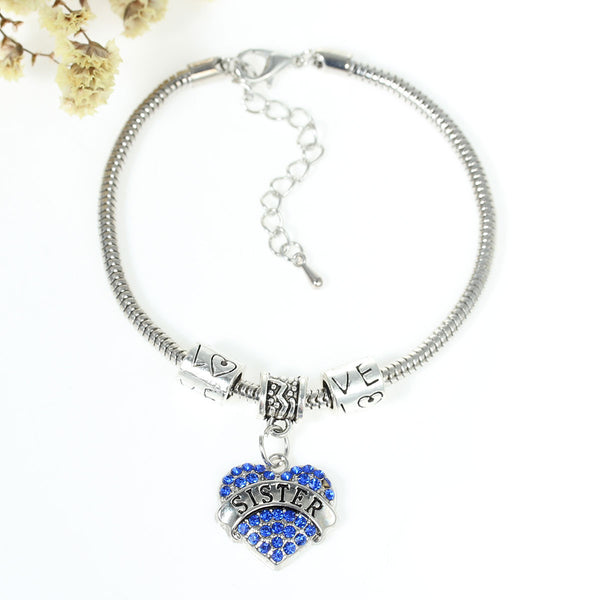 Sister heart pendant with European Bracelet