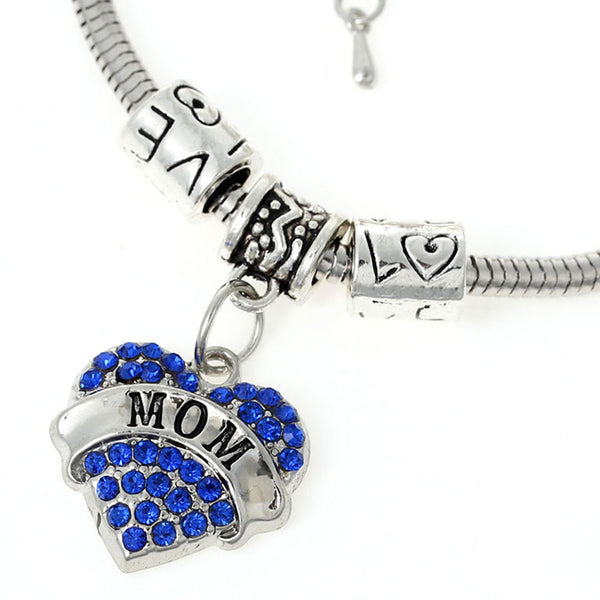 Mom heart pendant with European Bracelet