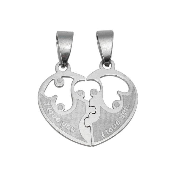 Stainless Steel Heart Puzzle Pieces Pendants Couples I Love You