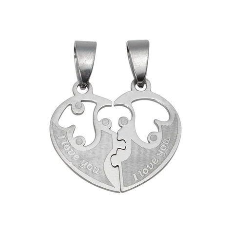 Stainless Steel Heart Puzzle Pieces Pendants Couples I Love You - Sexy Sparkles Fashion Jewelry - 1