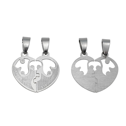 Stainless Steel Heart Puzzle Pieces Pendants Couples I Love You - Sexy Sparkles Fashion Jewelry - 3