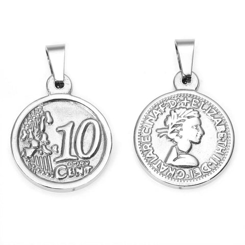 Stainless Steel Australian Elizabeth 10 Cent pendant - Sexy Sparkles Fashion Jewelry - 3
