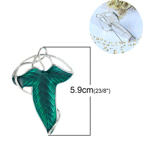 Green Leaf Elven Pin Brooch Pendant - Sexy Sparkles Fashion Jewelry - 4