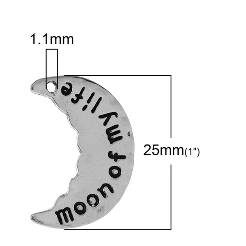 Charm Moom Pendant Silver Tone Message " Moom Of My LIfe" for Necklace or Bracelet - Sexy Sparkles Fashion Jewelry - 3
