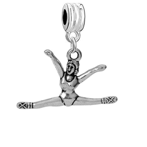 2 Sided Gymnast Woman Athlete European Charm for Snake Chain Charm Bracelet