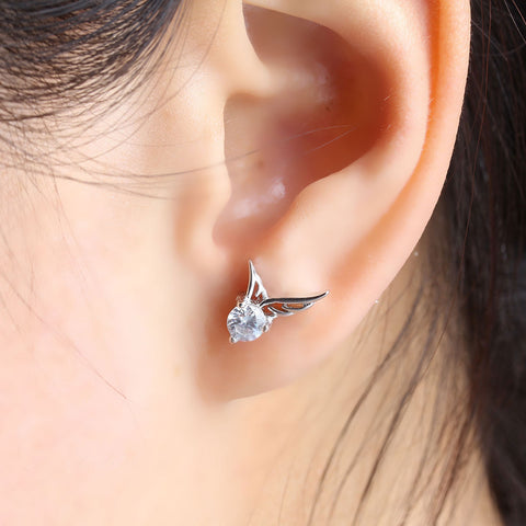 Ear Stud Earrings Angel Wing with Clear Rhinestone - Sexy Sparkles Fashion Jewelry - 3