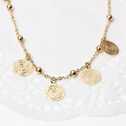 SEXY SPARKLES Filigree Stamping Bell Bracelet  Golden Plated Whit Round Hollow Pendants - Sexy Sparkles Fashion Jewelry - 3