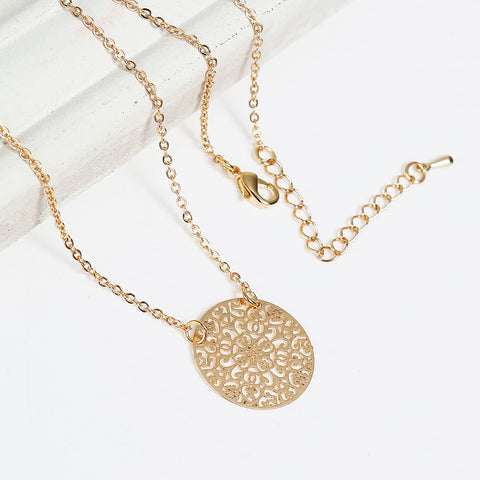 SEXY SPARKLES Filigree Pendant Necklace with Round Pendant Flower - Sexy Sparkles Fashion Jewelry - 2
