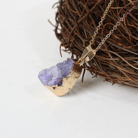 SEXY SPARKLES Natural Stone Druzy Drusy Necklace Pendant Link Cable Chain White Drop - Sexy Sparkles Fashion Jewelry - 2
