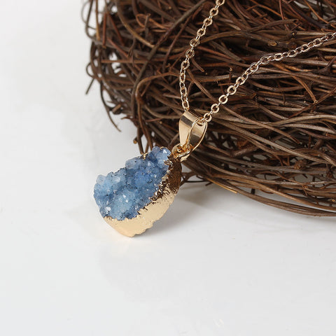 SEXY SPARKLES Natural Stone Druzy Drusy Necklace Pendant Link Cable Chain Lake Blue Drop - Sexy Sparkles Fashion Jewelry - 2