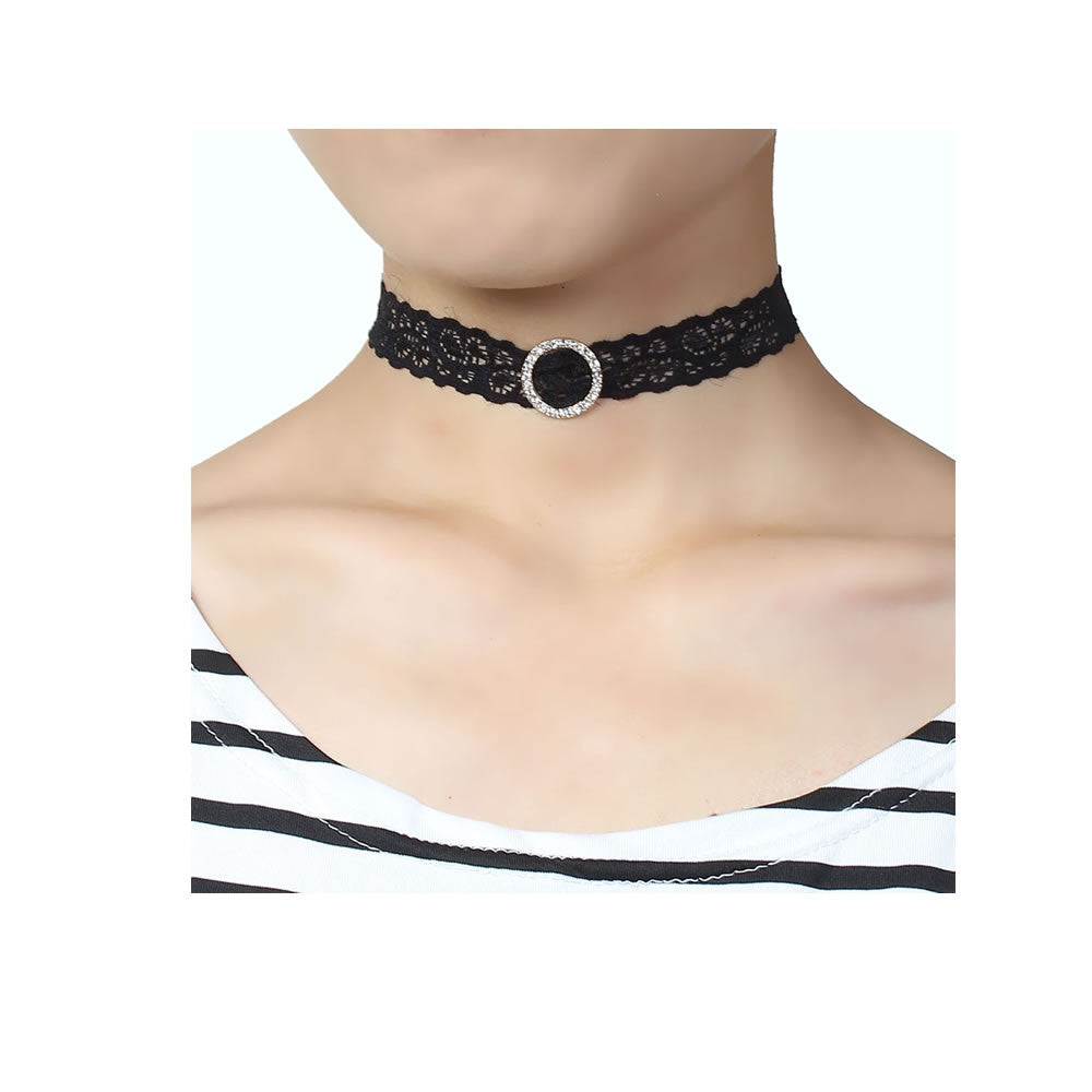 Sexy Sparkles Black Lace Choker Necklace for Women Girls Gothic Choker Bolo  Tie Corset Lace Chokers