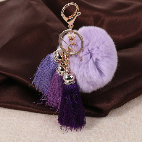Sexy Sparkles New Fashion Key Chains Key Rings Lobster Clasp Gold Plated Pompom Ball Pendant With Rayon Tassel - Sexy Sparkles Fashion Jewelry - 2