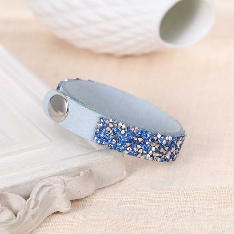 SEXY SPARKLES Suede Velvet Slake Bracelet With Steel Gray Blue Rhinestones - Sexy Sparkles Fashion Jewelry - 2