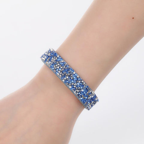 SEXY SPARKLES Suede Velvet Slake Bracelet With Steel Gray Blue Rhinestones - Sexy Sparkles Fashion Jewelry - 3