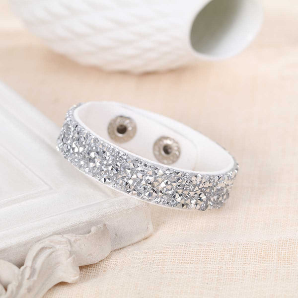 SEXY SPARKLES Suede Velvet Slake Bracelet With White Clear Rhinestones