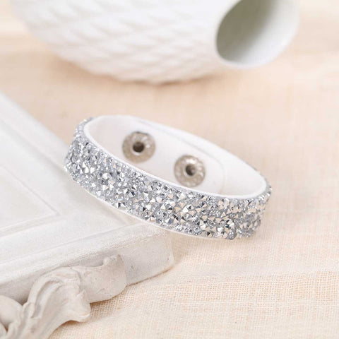 SEXY SPARKLES Suede Velvet Slake Bracelet With White Clear Rhinestones - Sexy Sparkles Fashion Jewelry - 1