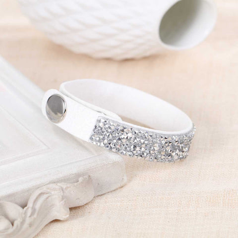 SEXY SPARKLES Suede Velvet Slake Bracelet With White Clear Rhinestones - Sexy Sparkles Fashion Jewelry - 2