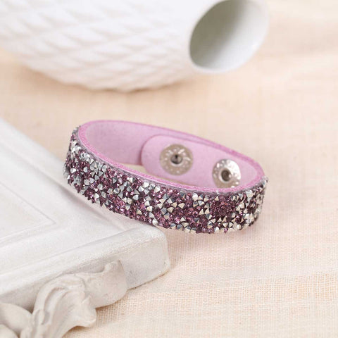 SEXY SPARKLES Suede Velvet Slake Bracelet With Mauve Purple Rhinestones - Sexy Sparkles Fashion Jewelry - 2