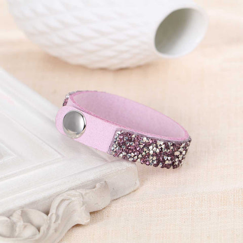 SEXY SPARKLES Suede Velvet Slake Bracelet With Mauve Purple Rhinestones - Sexy Sparkles Fashion Jewelry - 3