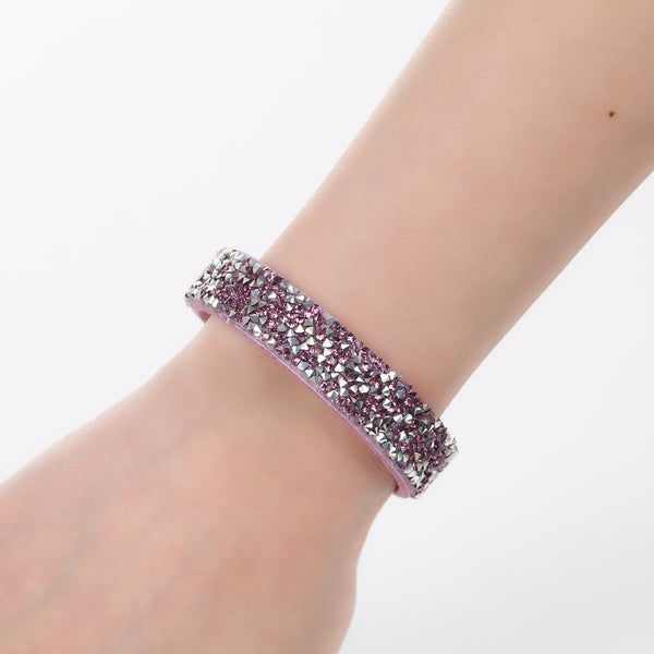 SEXY SPARKLES Suede Velvet Slake Bracelet With Mauve Purple Rhinestones