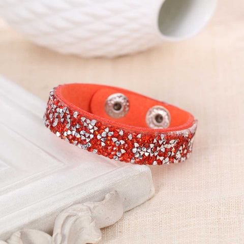 SEXY SPARKLES Suede Velvet Slake Bracelet With Orange-Red Rhinestones - Sexy Sparkles Fashion Jewelry - 2