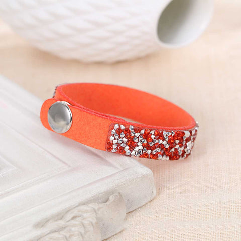 SEXY SPARKLES Suede Velvet Slake Bracelet With Orange-Red Rhinestones - Sexy Sparkles Fashion Jewelry - 3