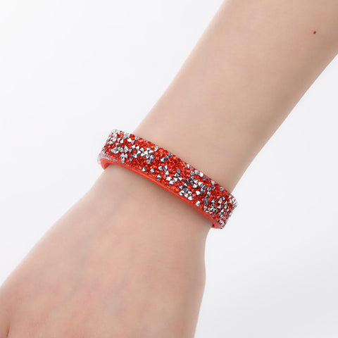 SEXY SPARKLES Suede Velvet Slake Bracelet With Orange-Red Rhinestones - Sexy Sparkles Fashion Jewelry - 1