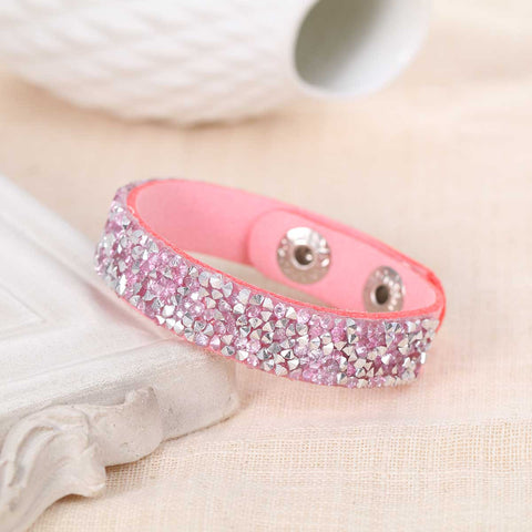 SEXY SPARKLES Suede Velvet Slake Bracelet With  Pink Rhinestones - Sexy Sparkles Fashion Jewelry - 2