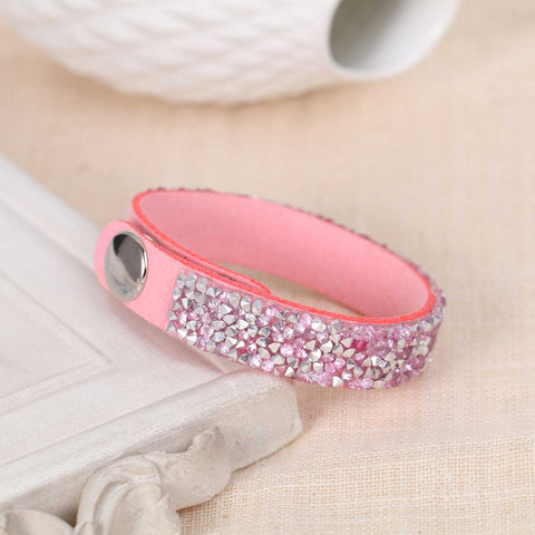 SEXY SPARKLES Suede Velvet Slake Bracelet With  Pink Rhinestones - Sexy Sparkles Fashion Jewelry - 3