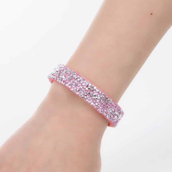 SEXY SPARKLES Suede Velvet Slake Bracelet With  Pink Rhinestones