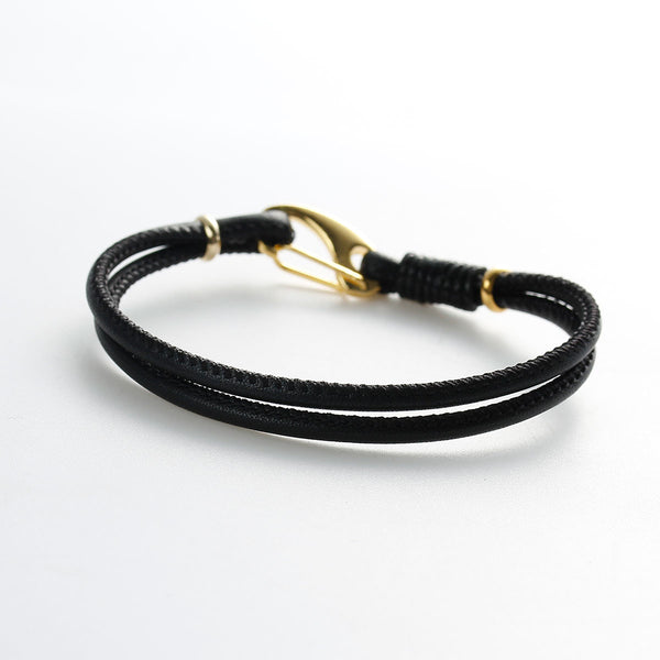 Black European Style Double Layor Charm Bracelets 19.5cm(7 5/8") long - Sexy Sparkles Fashion Jewelry - 1