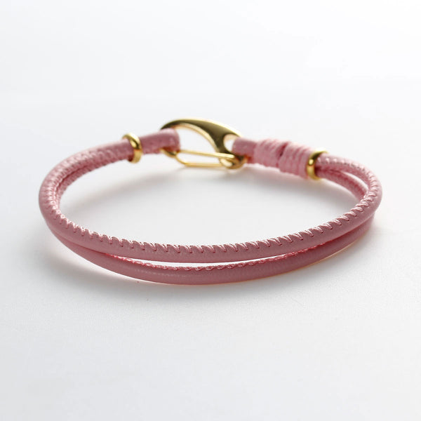 Pink European Style Double Layor Charm Bracelets 19.5cm(7 5/8") long