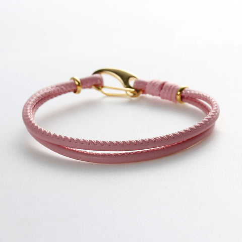 Pink European Style Double Layor Charm Bracelets 19.5cm(7 5/8") long - Sexy Sparkles Fashion Jewelry - 1