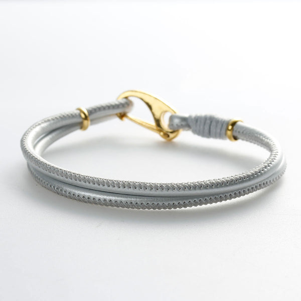 Gray European Style Double Layor Charm Bracelets 19.5cm(7 5/8") long - Sexy Sparkles Fashion Jewelry - 1