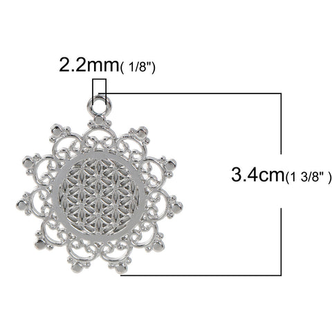 Flower Of Life Pendants for Necklace Silver Tone - Sexy Sparkles Fashion Jewelry - 2