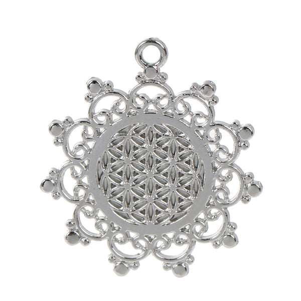 Flower Of Life Pendants for Necklace Silver Tone