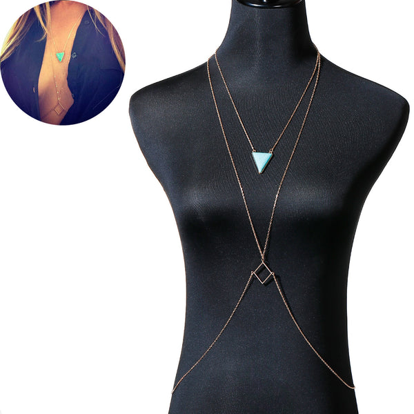 Bikini Beach Crossover Harness Necklace Waist Belly Body Chain Jewelry - Sexy Sparkles Fashion Jewelry - 1