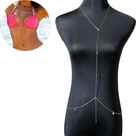 Sexy Sparkles Bikini Beach Crossover Harness Necklace Waist Belly Body Chain Jewelry - Sexy Sparkles Fashion Jewelry - 1