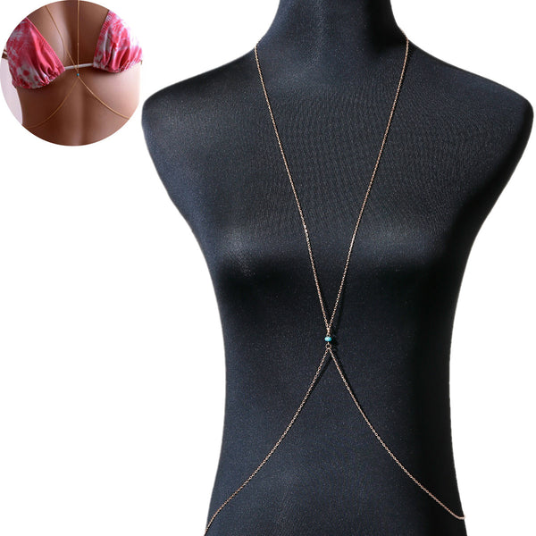 Sexy SparklesBikini Beach Crossover Harness Necklace Waist Belly Body Chain Jewelry Women