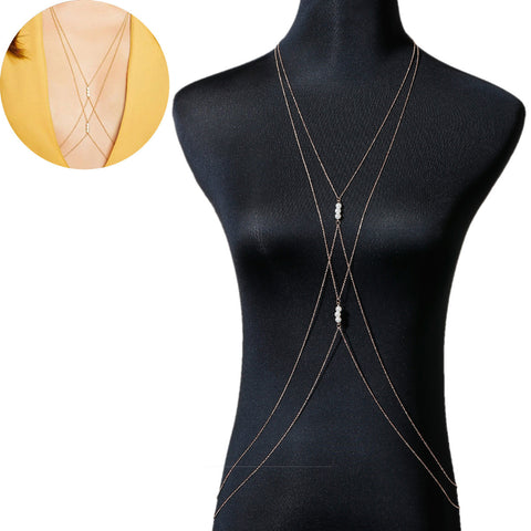 Sexy Sparkle Bikini Beach Crossover Harness Necklace Waist Belly Body Chain Jewelry - Sexy Sparkles Fashion Jewelry - 1
