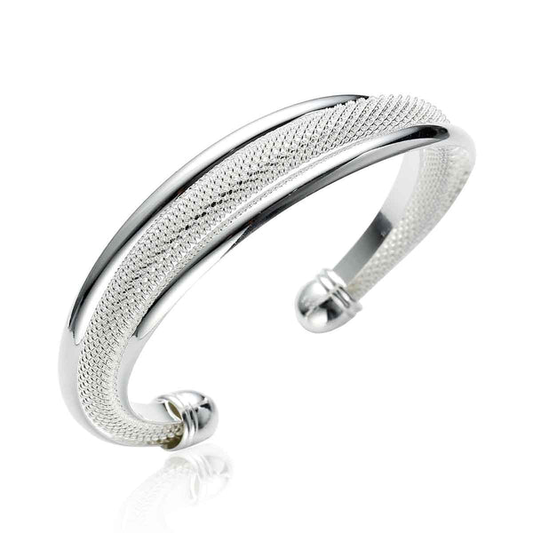 SEXY SPARKLES Elegant Cuff Bangle Bracelet Silver tone