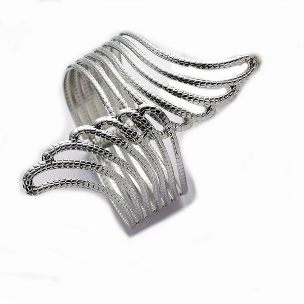 SEXY SPARKLES Sexy Sparkles Women Cuff Bangles Bracelet Silver Tone Wing Hollow 17.5cm(6 7/8") long - Sexy Sparkles Fashion Jewelry - 1