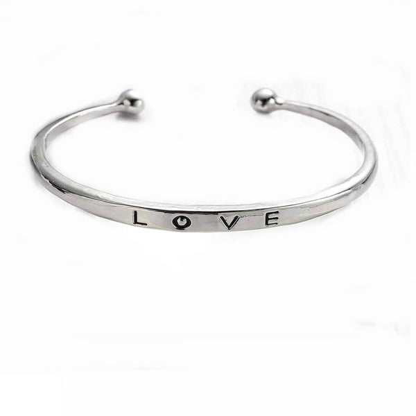 SEXY SPARKLES Sexy Sparkles Love Women Cuff Bangle Bracelet Silver Tone 7 1/8inch