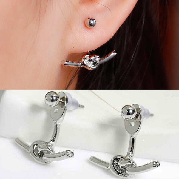 Sexy Sparkles Ear Jacket Stud Half Moon Earrings Back Ear Cuffs Stud Earring