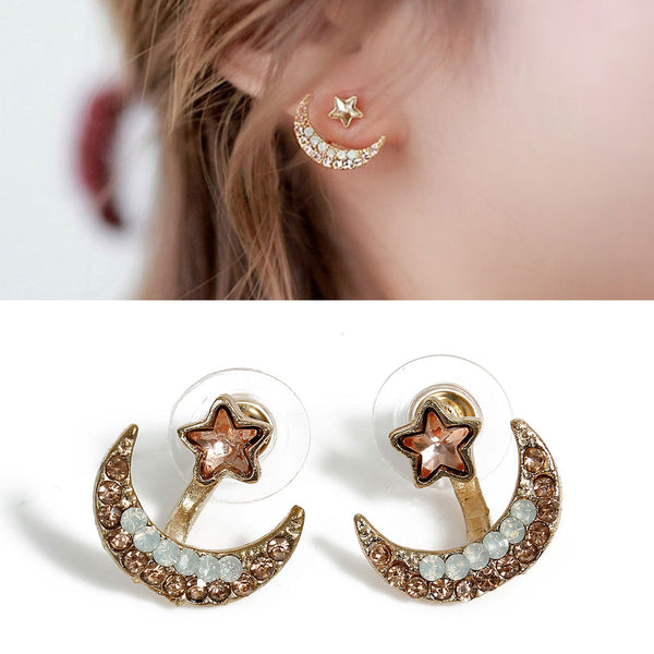 Sexy Sparkles Ear Jacket Stud Earrings Back Ear Cuffs Stud Earring