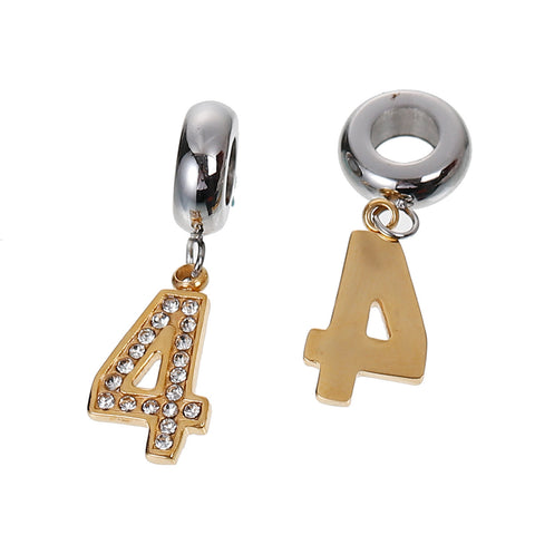 Sexy Sparkles Stainless Steel Letter Charms 0-9 Dangling European Compatible Fits Pandora Charms Bracelet - Sexy Sparkles Fashion Jewelry - 2