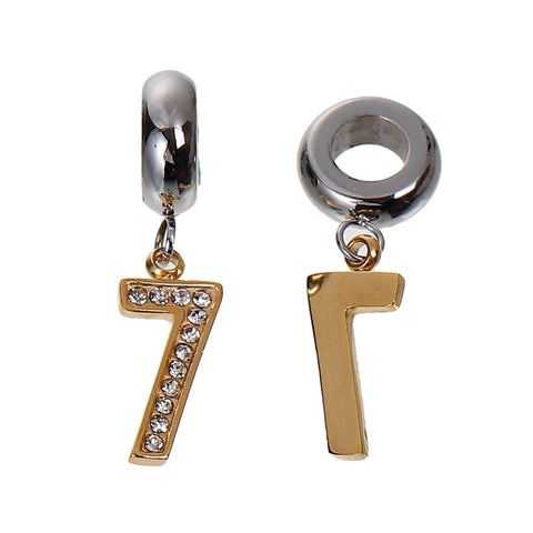 Sexy Sparkles Stainless Steel Letter Charms 0-9 Dangling European Compatible Fits Pandora Charms Bracelet - Sexy Sparkles Fashion Jewelry - 2